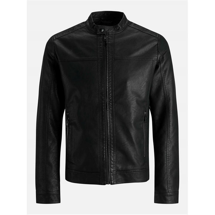 Jack And Jones Men's Black Warner Faux Leather Jacket in Size L, Sports Direct