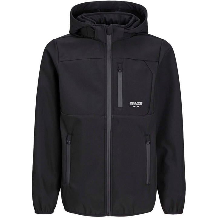 Jack And Jones Boys Black Theo Softshell Jacket  in Size 9 - 10 Years, Sports Direct