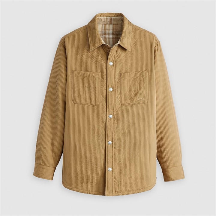 Levis Men's Brown Bryant Padded Reversible Green Overshirt in Size M, Sports Direct