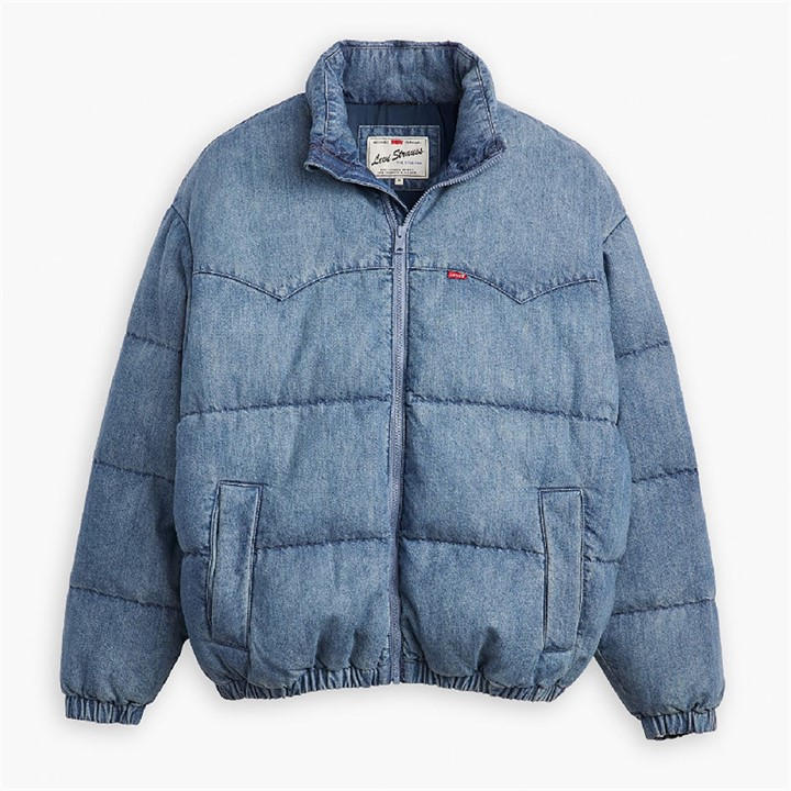 Levis Men's Blue Super Puffer Jacket Slightly S