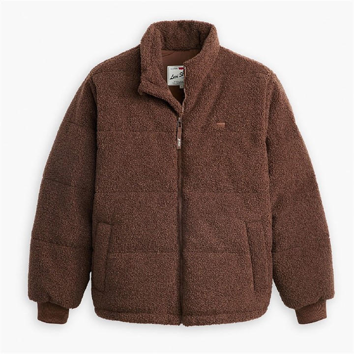 Levis Men's Brown Rocky Short Puffer Jacket in Size M, Sports Direct