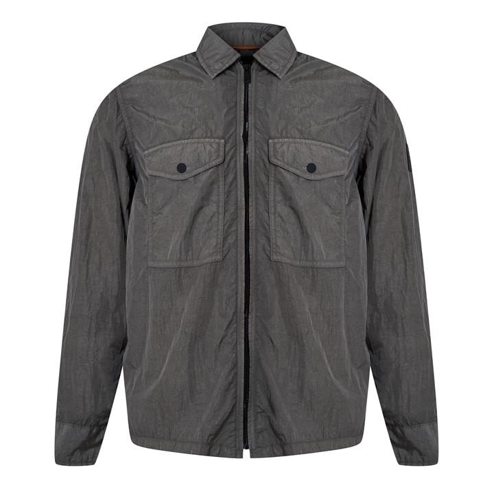 Boss Men's Grey Orange Zip Long Sleeve Overshirt in Size 2XL, Sports Direct