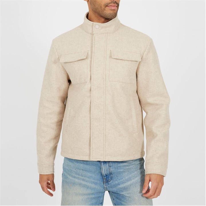 Brave Soul Men's Cream Harrington Jacket in Size L, Sports Direct