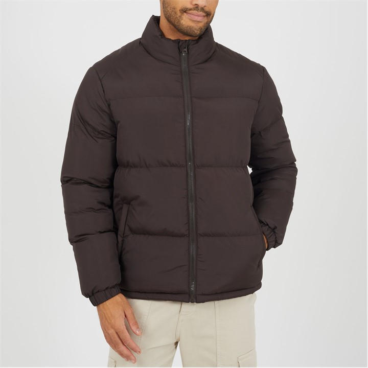 Brave Soul Men's Brown Padded Puffer Jacket With Zip Pockets in Size XL, Sports Direct