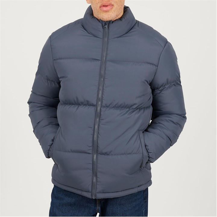 Brave Soul Men's Blue Padded Puffer Jacket With Zip Pockets in Size L, Sports Direct