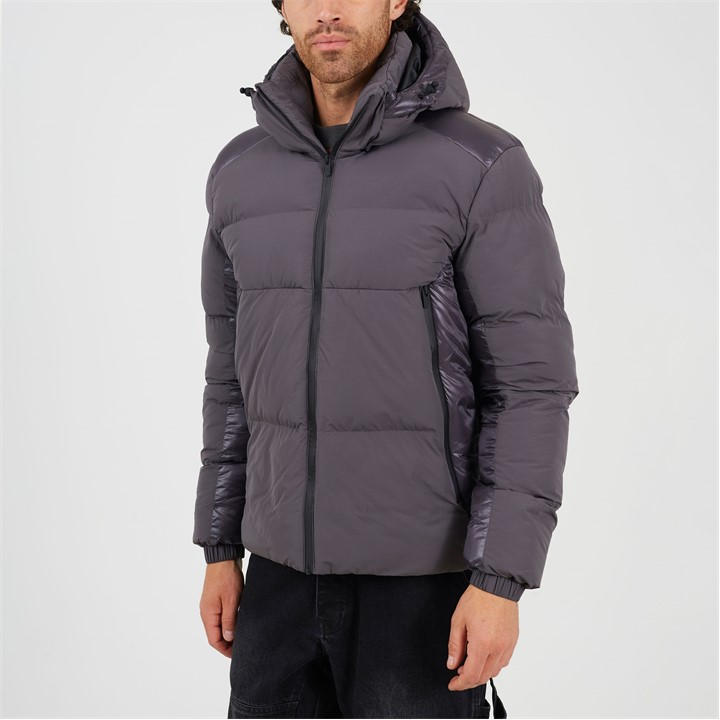 Brave Soul Men's Grey Padded Medium Puffer Jacket in Size XL, Sports Direct