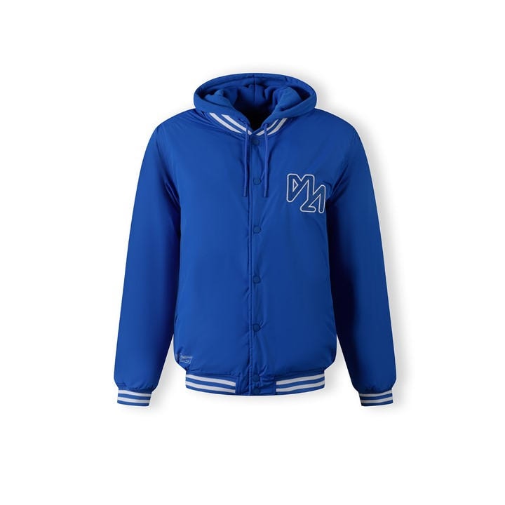 Minoti Men's Blue Baseball Style Jacket Detachable Hood Cobalt in Size L, Sports Direct