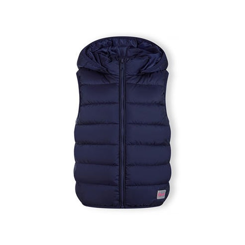 Minoti - Girls quilted gilet full zip detachable hood navy