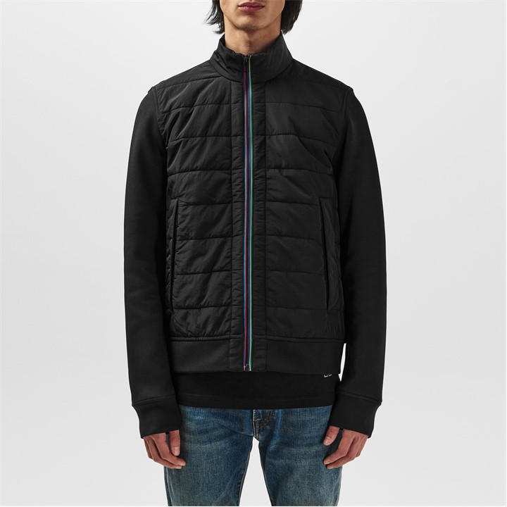 Ps Paul Smith Men's Black Sports Stripe Mixed Media Hybrid Jacket in Size M, Sports Direct