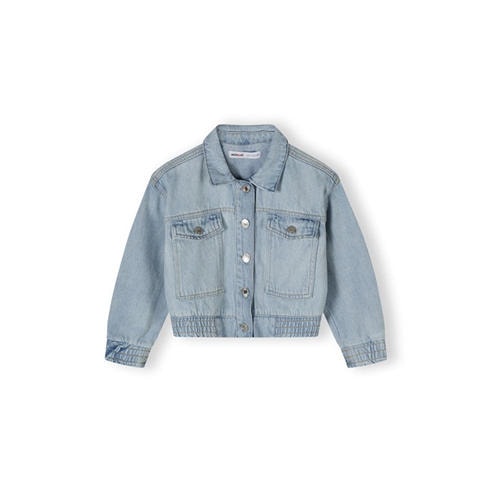 Minoti - Girls cropped soft denim bomber jacket light blue
