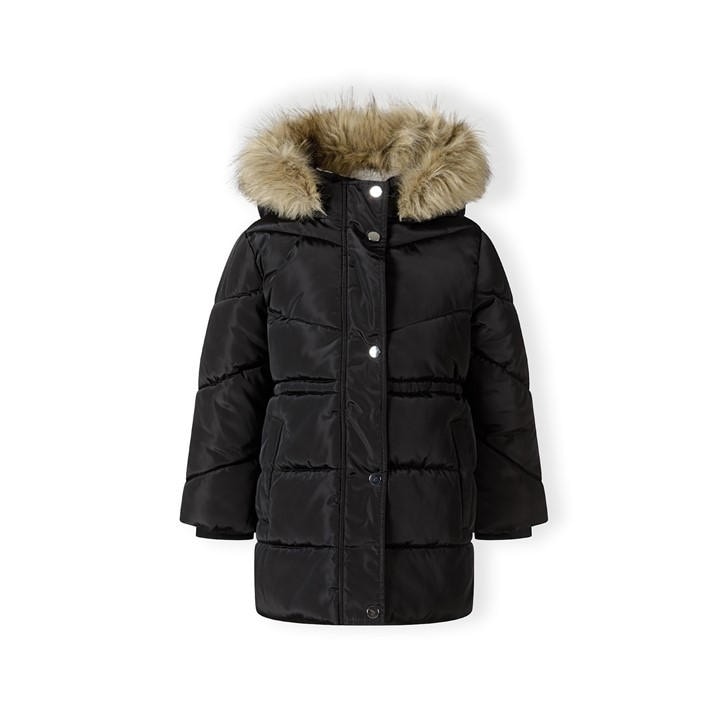 Minoti Girls Black Winter Coat With Faux Fur Trim in Size 12 - 13 Years, Sports Direct