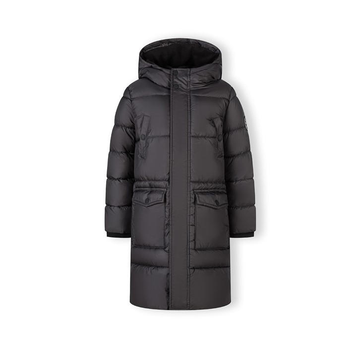 Minoti Boys Grey Long Padded Coat With Hood And Snap Details in Size 7 - 8 Years, Sports Direct