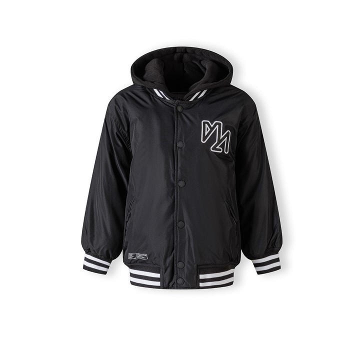 Minoti Boys Black Baseball Style Jacket Detachable Hood