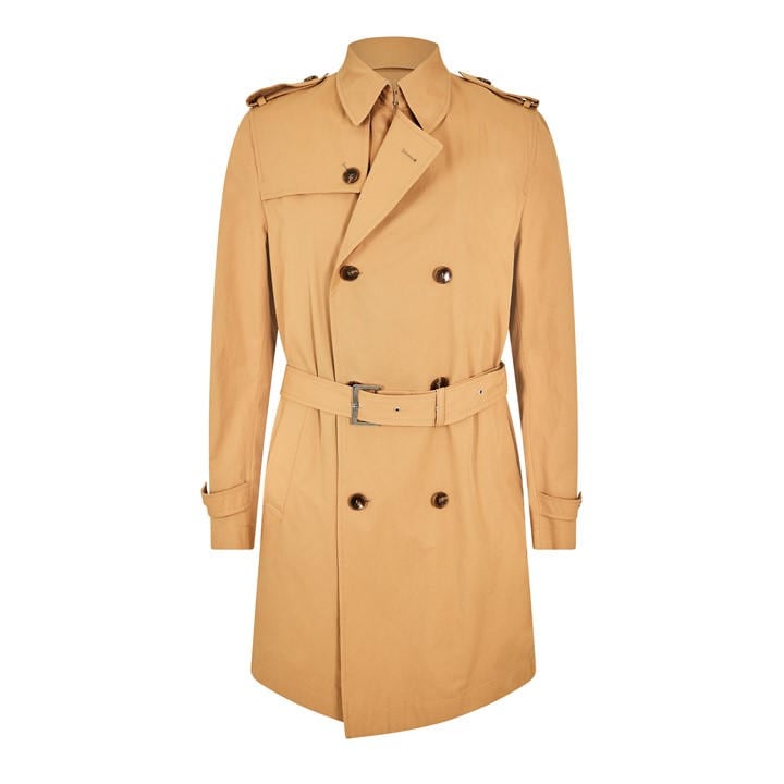 Boss Men's Beige H Hyde Trench Overcoat in Size M, Sports Direct