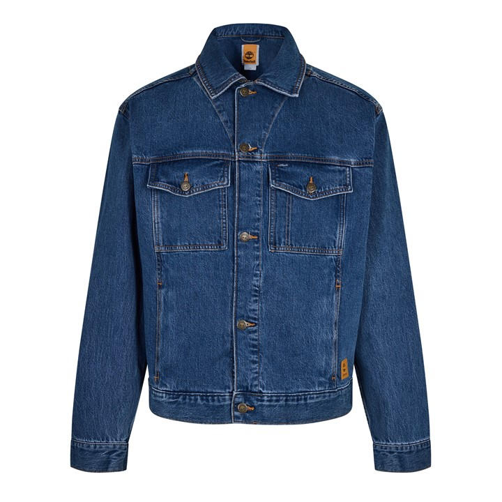 Timberland Men' Blue Denim Mid Indigo Jacket in Size S, Sports Direct