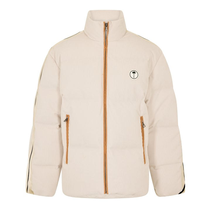 Palm Angels Men's White Tree Logo Corduroy Down Short Puffer Jacket in Size XL, Sports Direct
