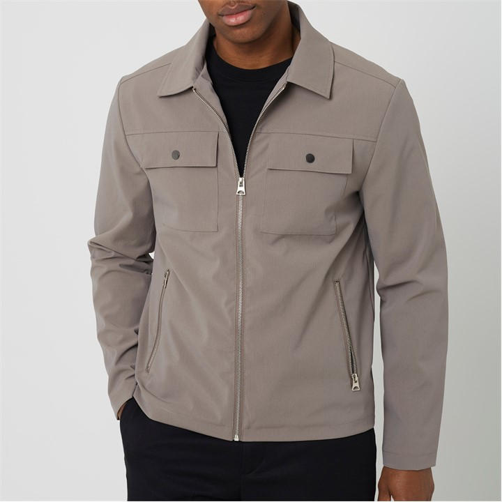 Brave Soul Men' Grey Bs Zip Up Shacket With Chest Pockets in Size S, Sports Direct