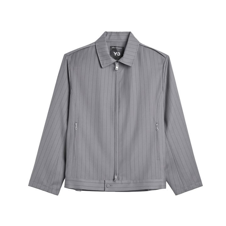 Y3 Men' Grey Full Zip Stripe Harrington Jacket in Size S, Sports Direct