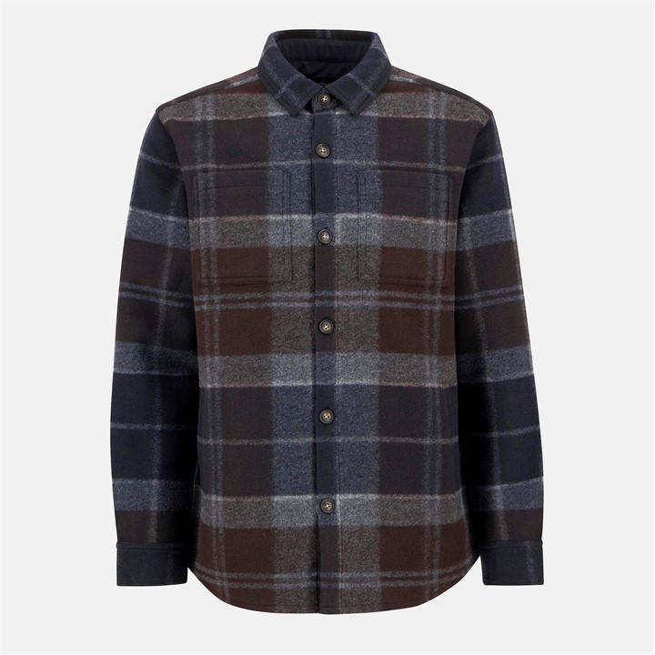 Barbour Men's Brown Chapter Check Long Sleeve 4 Pockets Overshirt in Size L, Sports Direct