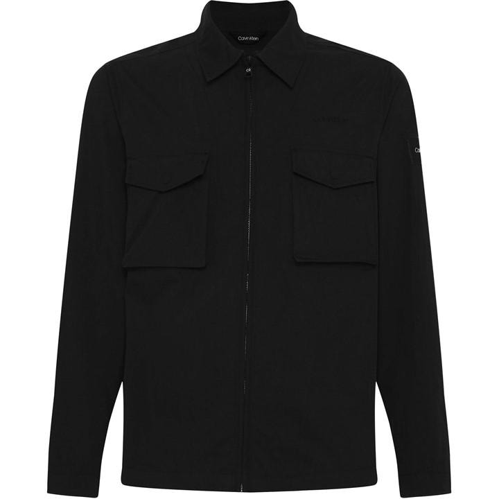 Calvin Klein Men's Black Lifestyle Cotton Long Sleeve Overshirt in Size XS, Sports Direct