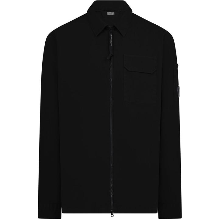 Cp Company Men's Black Gabardine Lens Cotton Long Sleeve Overshirt in Size XS, Sports Direct