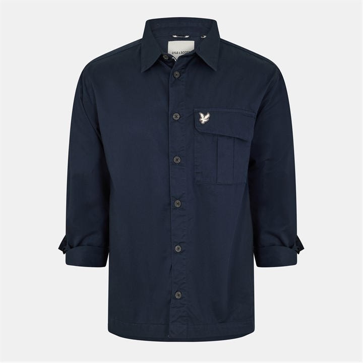 Lyle And Scott Men's Blue Brushed Button-Through Overshirt in Size M, Sports Direct
