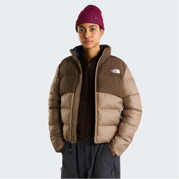 Garnet/Smokey - The North Face - Womens Saikuru Water and Wind Resistant Oversized Fit Short Puffer Jacket