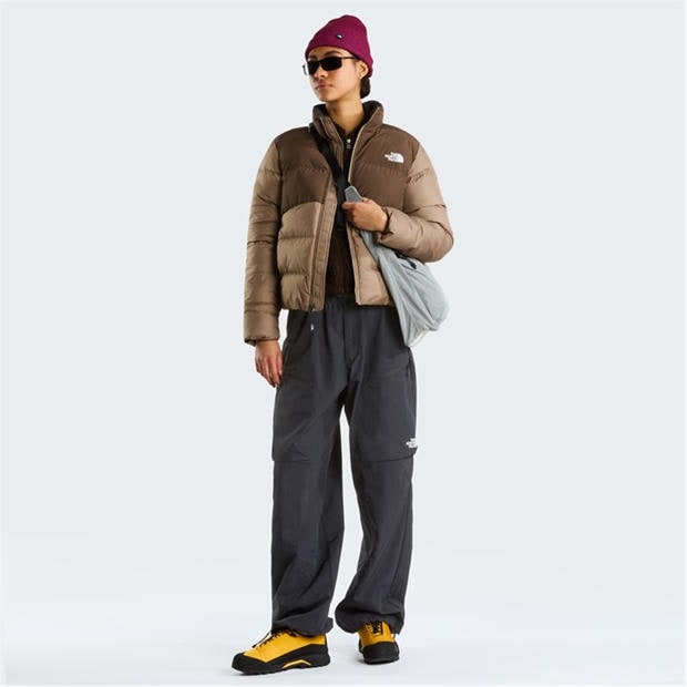 Garnet/Smokey - The North Face - Womens Saikuru Water and Wind Resistant Oversized Fit Short Puffer Jacket