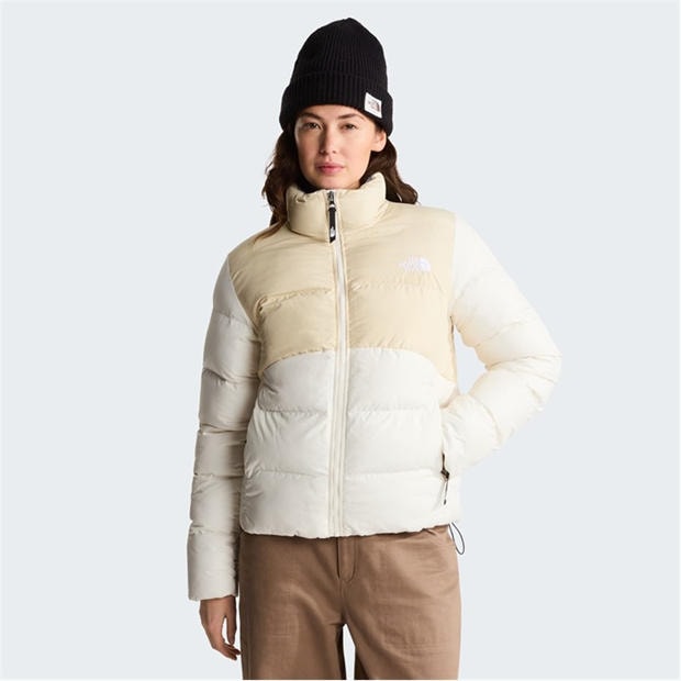 White/Dessert - The North Face - Womens Saikuru Water and Wind Resistant Oversized Fit Short Puffer Jacket
