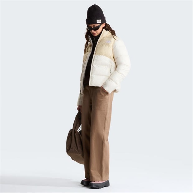 White/Dessert - The North Face - Womens Saikuru Water and Wind Resistant Oversized Fit Short Puffer Jacket