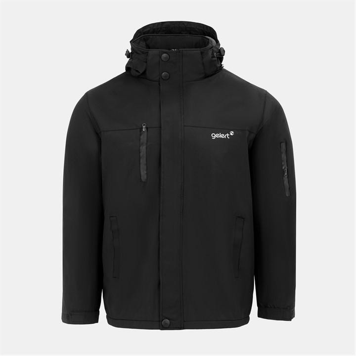 Gelert Men's Black Fleece Lined Windproof Detachable Hood Parka in Size 2XL, Sports Direct