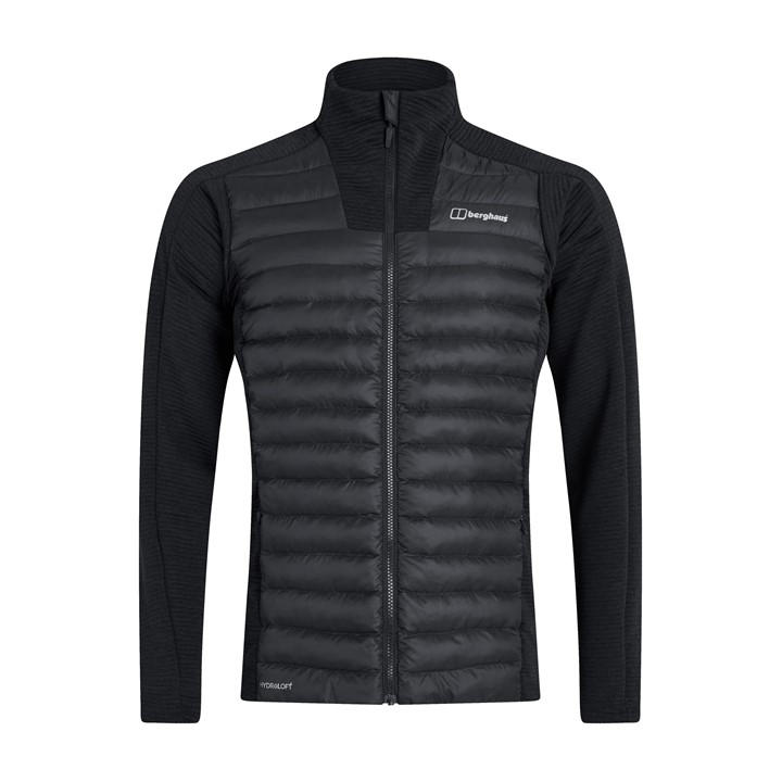 Berghaus Men's Black Hottar Hybrid Windproof Dwr Funnel Neck Short Puffer Jacket in Size M, Sports Direct