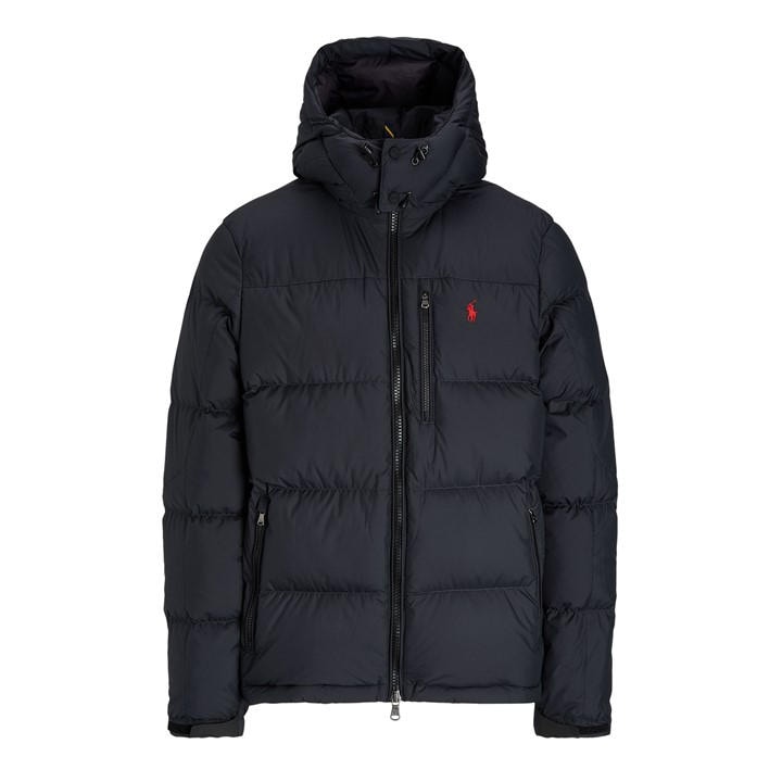 Polo Ralph Lauren Men's Black El Cap Water Resistant Duck Down Detachable Hood Short Puffer Jacket in Size 2XL, Sports Direct