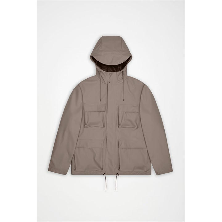 Rains  Beige Pocket Waterproof Jacket in Size XL, Sports Direct