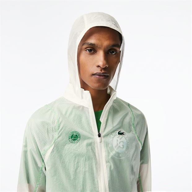 Flour/Tarragon - Lacoste - Men's Roland Garros Lightweight Half-Zip Rain Anorak