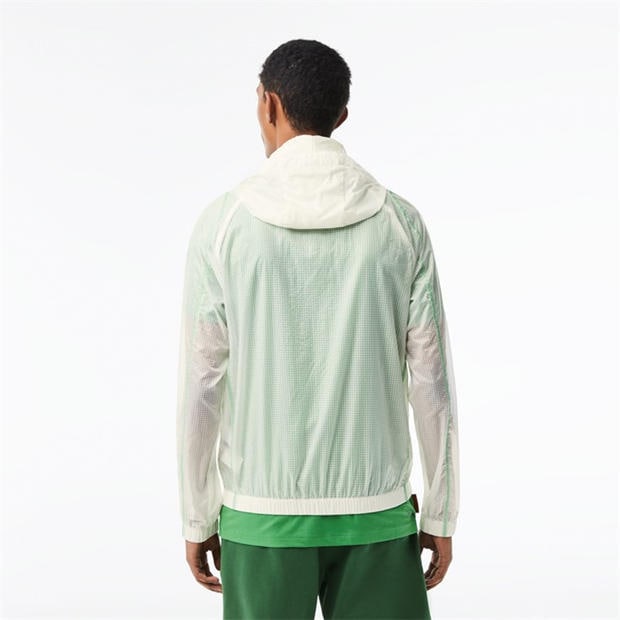 Flour/Tarragon - Lacoste - Men's Roland Garros Lightweight Half-Zip Rain Anorak