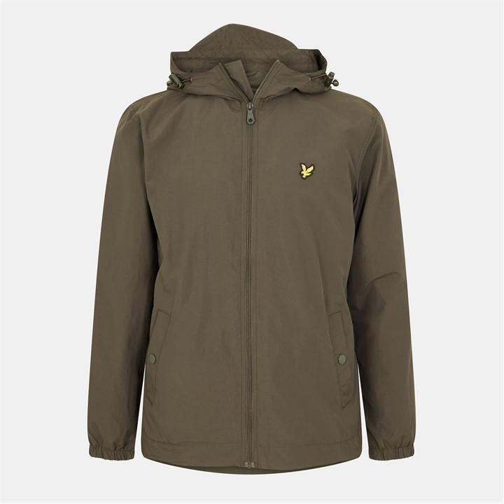 Lyle And Scott Men's Green Zip Through Cotton Wind Resistant Long Sleeve Hooded Rain Anorak in Size XL, Sports Direct
