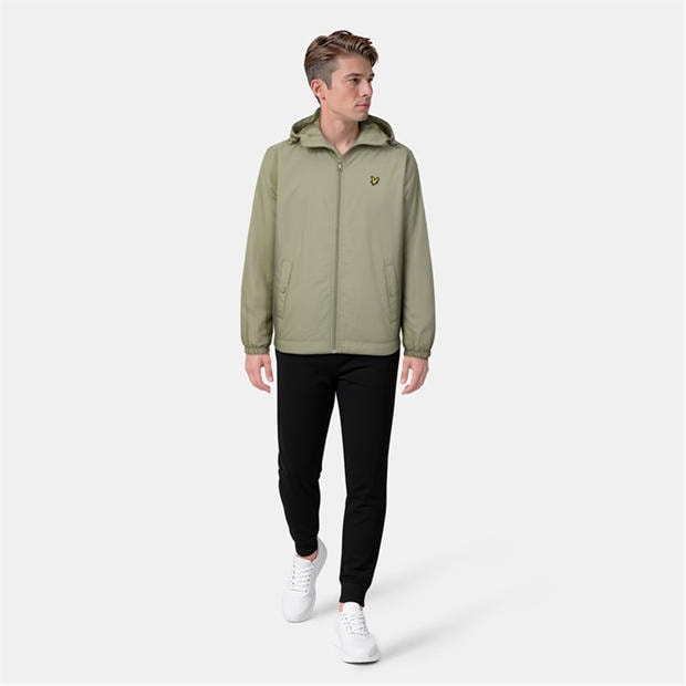 Sage Unif X309 - Lyle and Scott - Men's Zip Through Cotton Wind Resistant Long Sleeve Hooded Rain Anorak