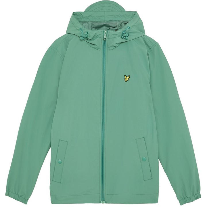 Lyle And Scott Men's Green Zip Through Cotton Wind Resistant Long Sleeve Hooded Rain Anorak in Size XL, Sports Direct
