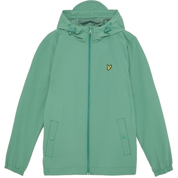 Agavo Žalia - Lyle and Scott - Men's Zip Through Cotton Wind Resistant Long Sleeve Hooded Rain Anorak