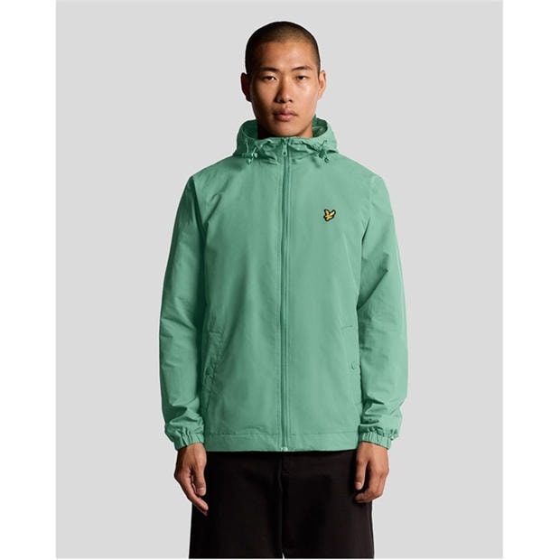 Agavo Žalia - Lyle and Scott - Men's Zip Through Cotton Wind Resistant Long Sleeve Hooded Rain Anorak