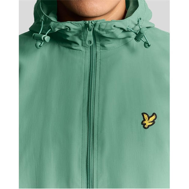Agavo Žalia - Lyle and Scott - Men's Zip Through Cotton Wind Resistant Long Sleeve Hooded Rain Anorak