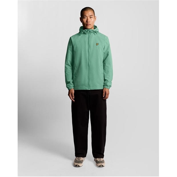 Agavo Žalia - Lyle and Scott - Men's Zip Through Cotton Wind Resistant Long Sleeve Hooded Rain Anorak