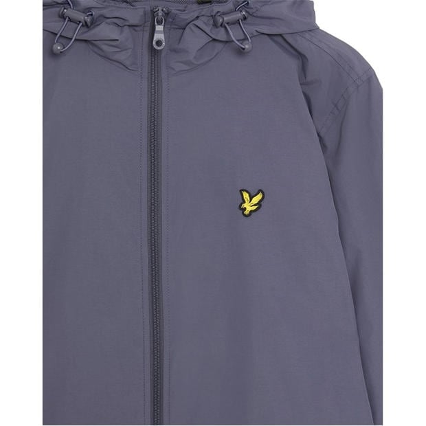 Pilko akmens X854 - Lyle and Scott - Men's Zip Through Cotton Wind Resistant Long Sleeve Hooded Rain Anorak
