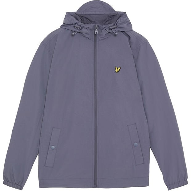 Pilko akmens X854 - Lyle and Scott - Men's Zip Through Cotton Wind Resistant Long Sleeve Hooded Rain Anorak