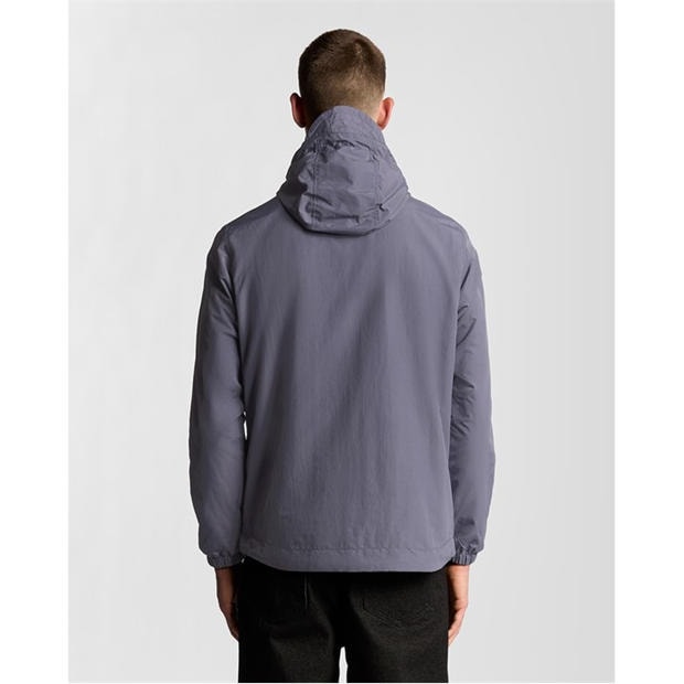Pilko akmens X854 - Lyle and Scott - Men's Zip Through Cotton Wind Resistant Long Sleeve Hooded Rain Anorak