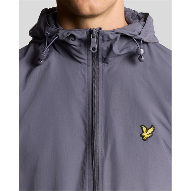 Pilko akmens X854 - Lyle and Scott - Men's Zip Through Cotton Wind Resistant Long Sleeve Hooded Rain Anorak