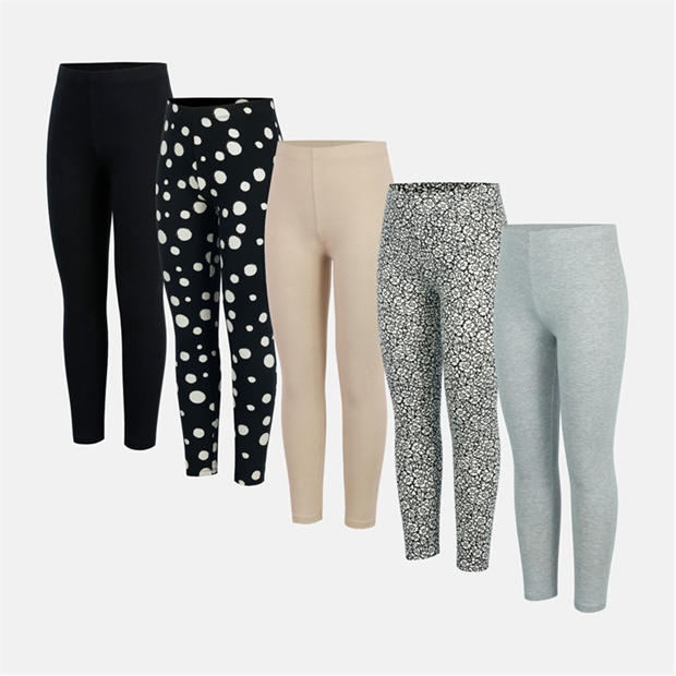 Black/Grey - Miso - Kids 5 Pack Leggings