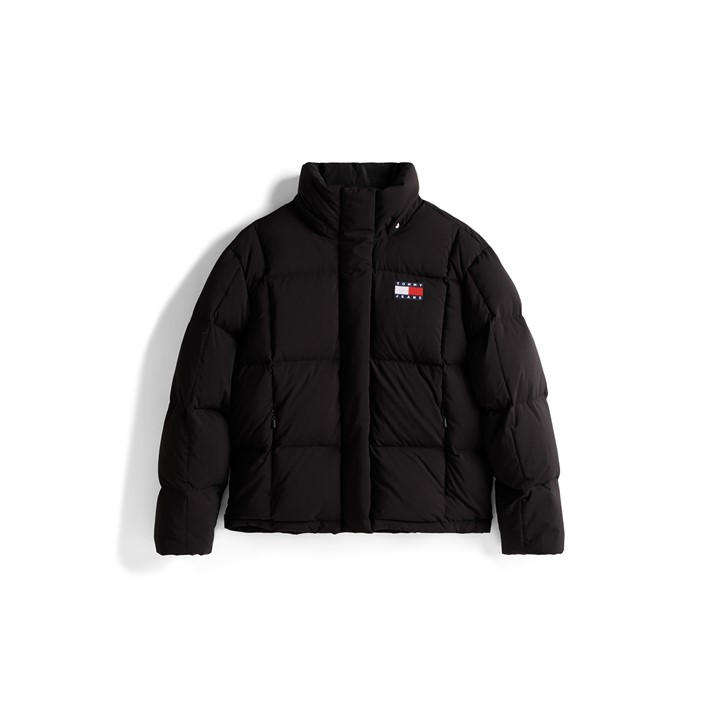 Tommy Jeans Women's Black Alaska Water Resistant Long Sleeve Short Puffer Jacket in Size 10, Sports Direct