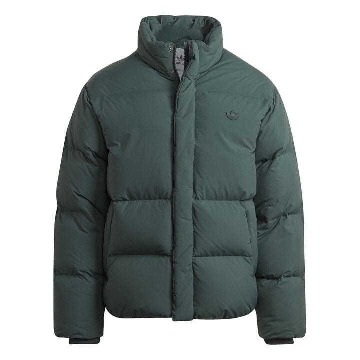 Adidas Originals Men' Green Down Storm Flap Stand Collar Long Sleeve Short Puffer Jacket in Size S, Sports Direct